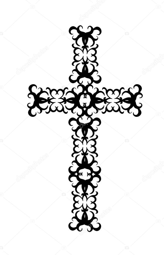 Ornate Christian Cross . Vector illustration