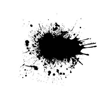 Boya lekeleri siyah lekeli arka plan. Grunge Tasarım Elemanı. Fırça darbeleri. Vektör illüstrasyonu