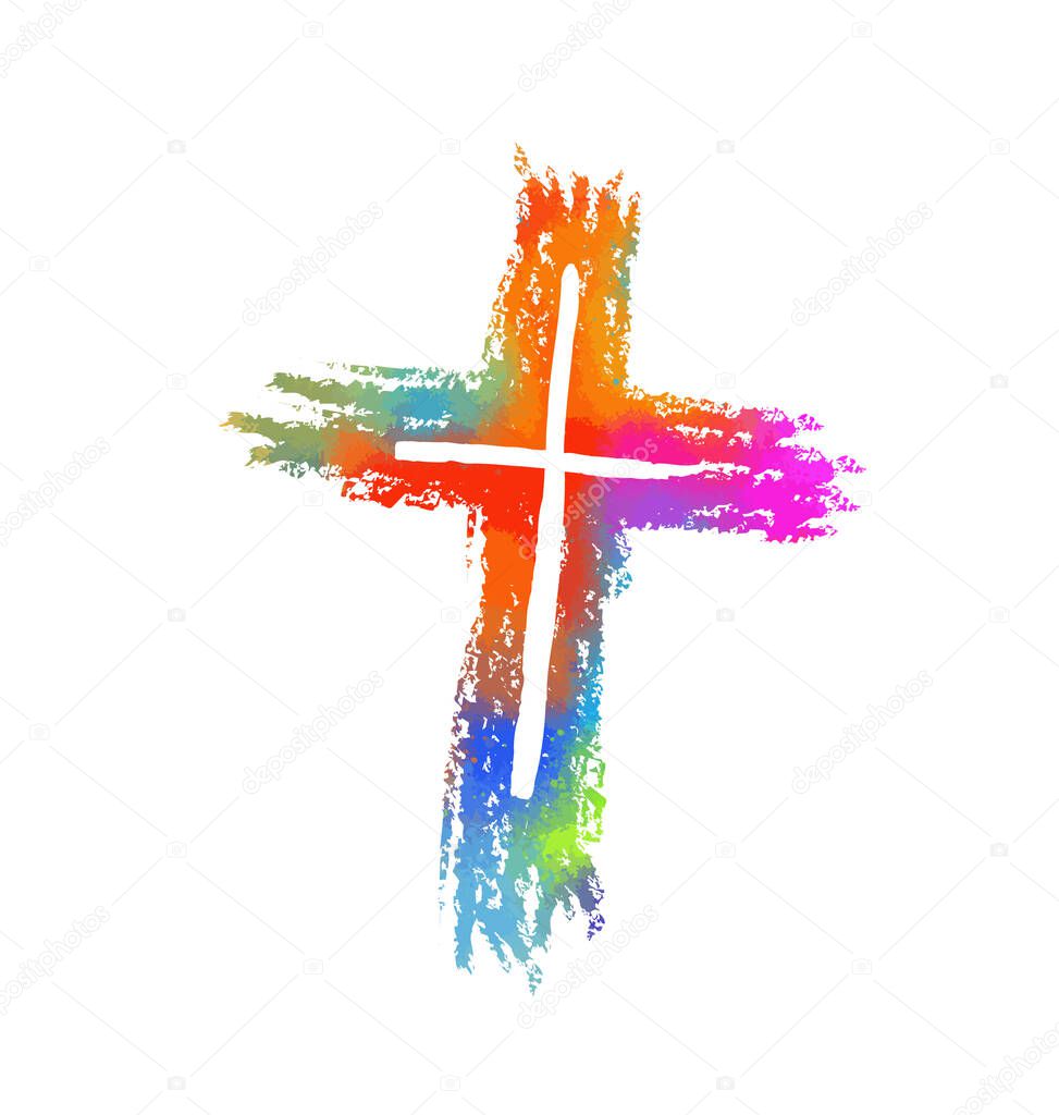 Multi-colored cross object. Vector illustration