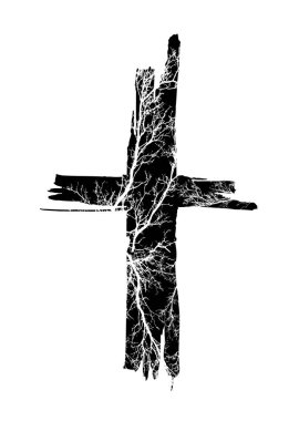 Ağaç dallarından yapılmış haç. Vektör illüstrasyonu