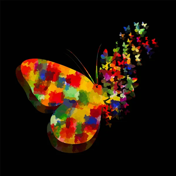 Motýl mnohobarevný abstrakt. Vektorová ilustrace — Stockový vektor