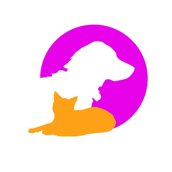 Kot i pies wielobarwny. Logo sklepu zoologicznego. Ilustracja wektora — Wektor stockowy