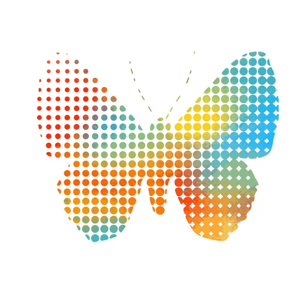 Borboleta multicolorida de círculos. Ilustração vetorial. bela borboleta — Vetor de Stock