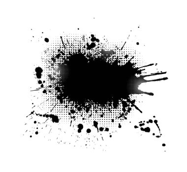 Boya lekeleri siyah lekeli arka plan. Grunge Tasarım Elemanı. Fırça darbeleri. Vektör illüstrasyonu