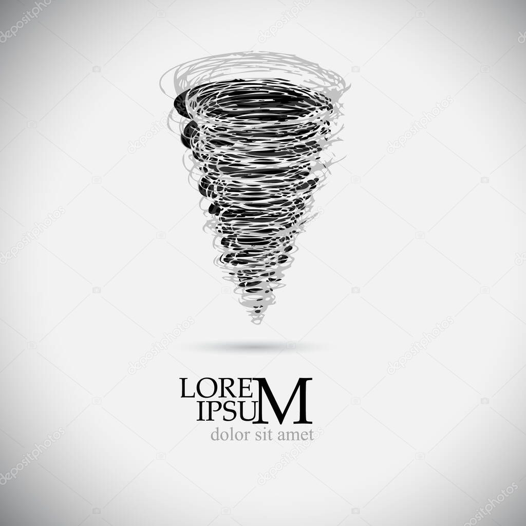 Tornado object. The vortex of the logo Vector illustration