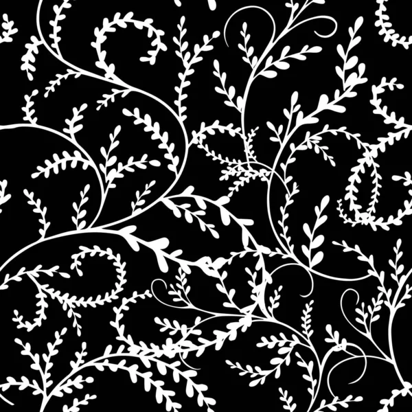 Monochrom nahtloser Hintergrund schöne Zweige. Vektorillustration — Stockvektor