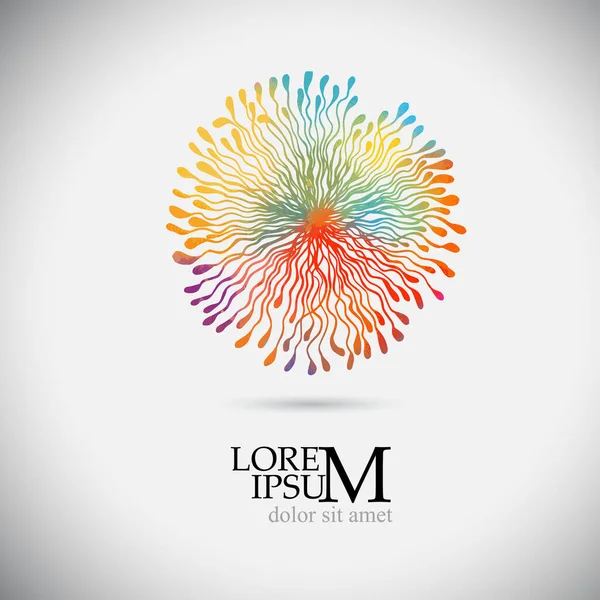 Logo es una flor redonda multicolor. Ilustración vectorial — Vector de stock