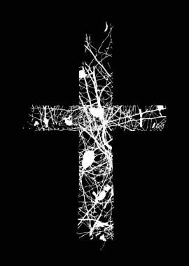 Ağaç dallarından yapılmış haç. Vektör illüstrasyonu