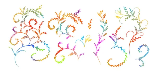Multicolor lindas ramitas conjunto. Ilustración vectorial — Vector de stock