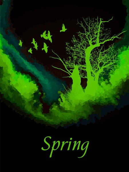 Primavera paisagem abstrata. Ilustração vetorial — Vetor de Stock