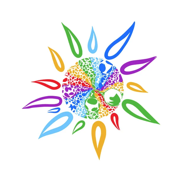 Logo de objeto sol multicolor. Ilustración vectorial — Vector de stock