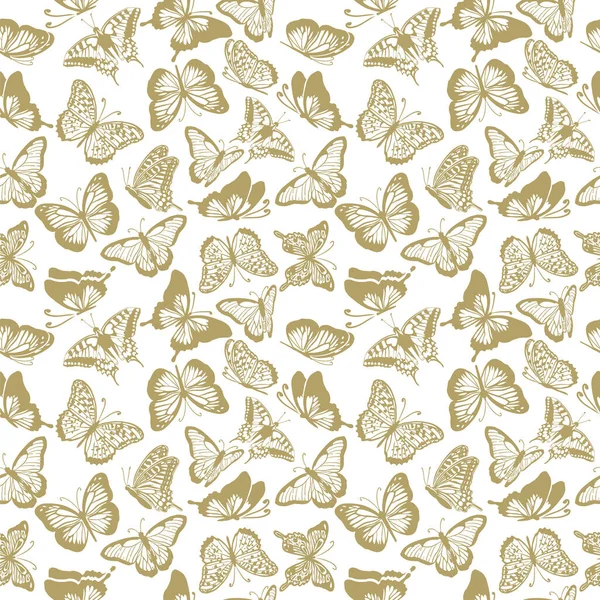 Seamless background of brown butterflies. Vector illustration — Stockvektor