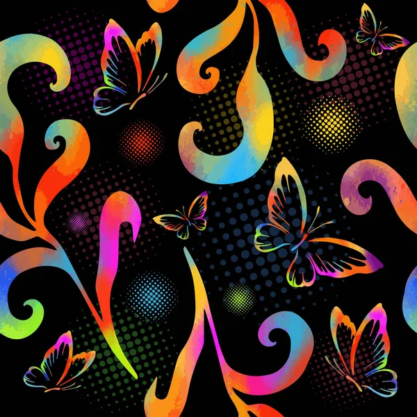 Brindilles multicolores abstraites motif sans couture. Illustration vectorielle — Image vectorielle