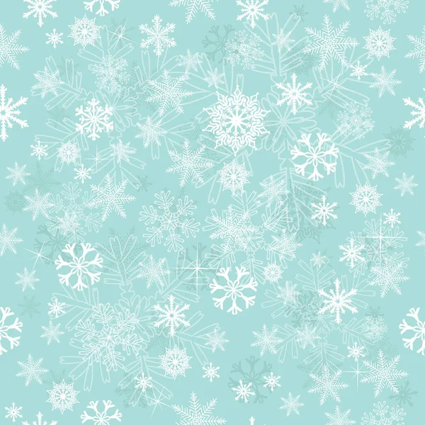 Fondo de copo de nieve sin costuras. Ilustración vectorial — Vector de stock