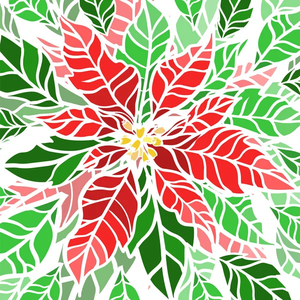 Flor de Poinsettia. Ilustração vetorial de uma flor de Natal tradicional. — Vetor de Stock