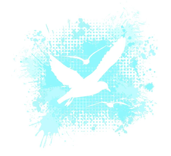Flying White watercolor seagull. Vector illustration — Stock Vector