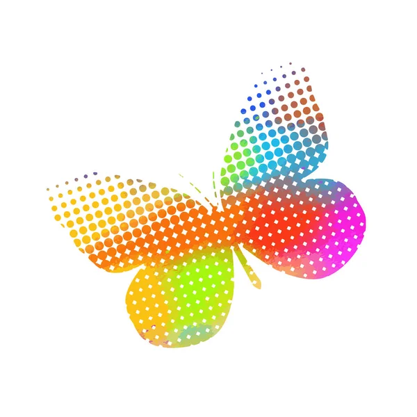 Borboleta multicolorida de círculos. Ilustração vetorial. bela borboleta — Vetor de Stock