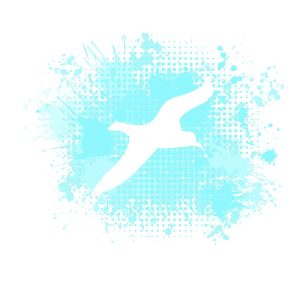 Flying White watercolor seagull. Vector illustration — Stockvektor