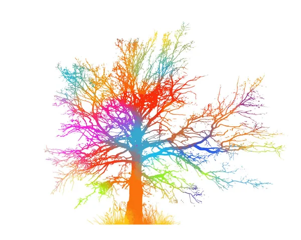 Pohon berwarna-warni yang indah. Ilustrasi vektor - Stok Vektor