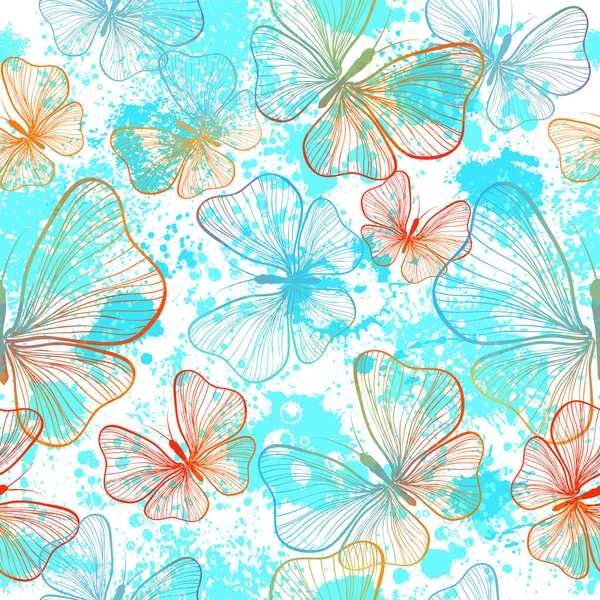 Butterflies seamless pattern from lines. Vector illustration — Stockvektor