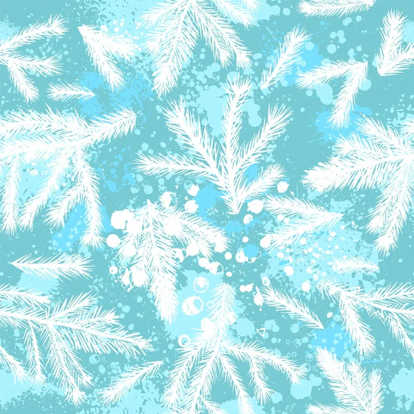 A seamless background of White twigs of spruce. Vector illustration — Stock vektor