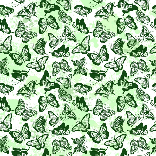 Seamless background of green butterflies. Vector illustration — стоковый вектор