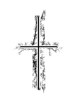 Ağaç dallarından yapılmış haç. Vektör illüstrasyonu