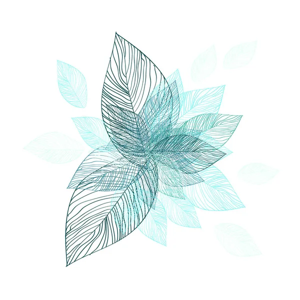 Abstraction blue skeletonized leaves. Vector illustration — стоковый вектор