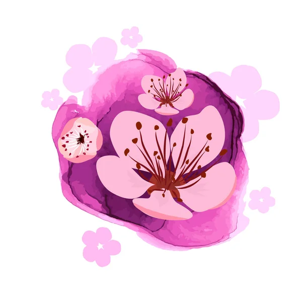 Abstraction of blot with sakura flower. Vector illustration — ストックベクタ