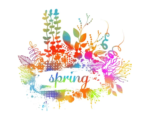 Multi-colored abstraction of spring nature. Frame for text. Vector illustration —  Vetores de Stock
