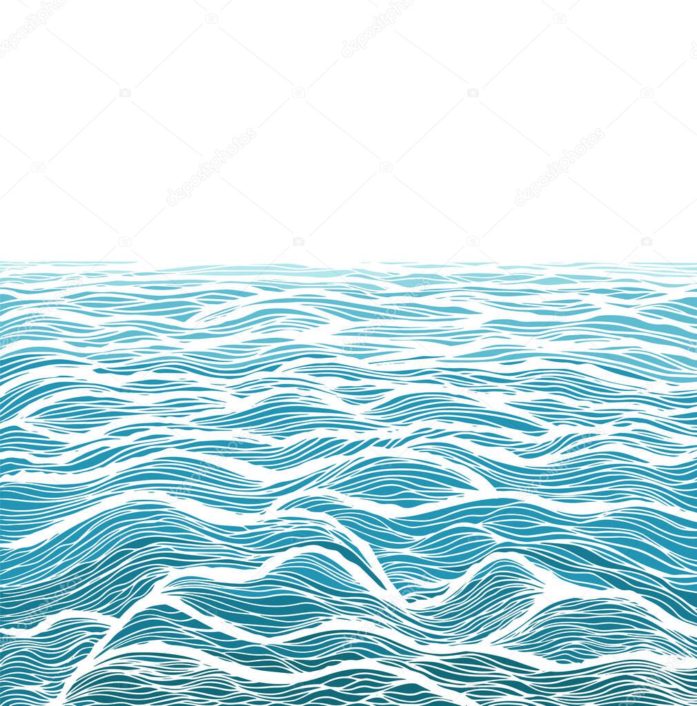 Winding sea waves background illustration