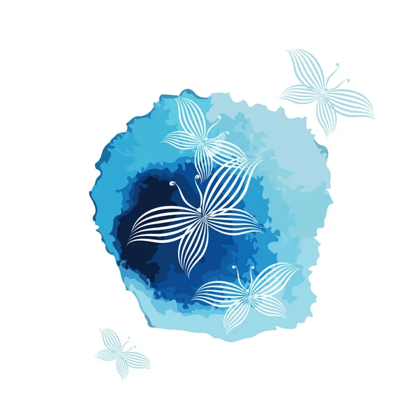 Mavi lekeli beyaz kelebekler. Vektör illüstrasyonu — Stok Vektör