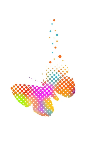 蝶の多色抽象。点でできた蝶。ベクターイラスト — ストックベクタ