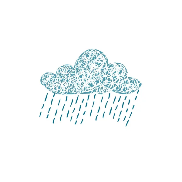 Cloud and rain childrens drawing. Vector illustration — Stock Vector