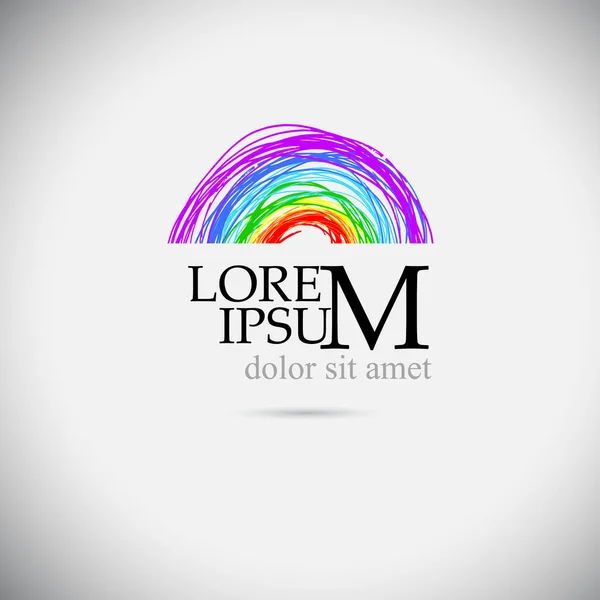 Logo arco iris. Dibujo infantil. Ilustración vectorial — Vector de stock
