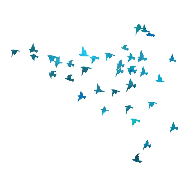 Ein Schwarm blauer Vögel. Vektorillustration — Stockvektor