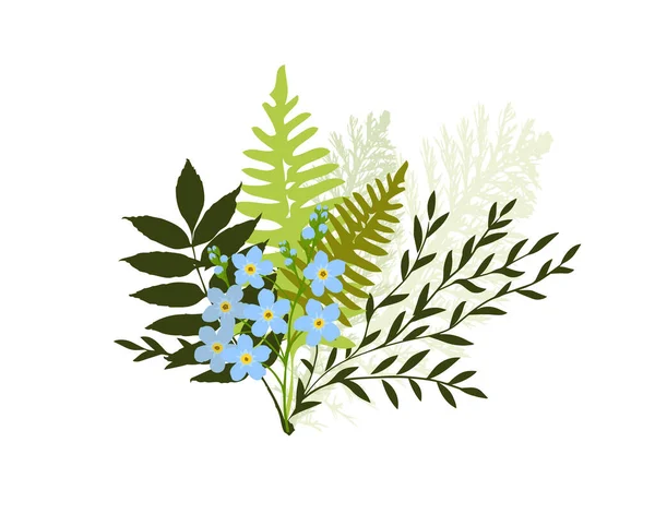 Bouquet of flowers and leaves . Vector illustration — Stockvektor