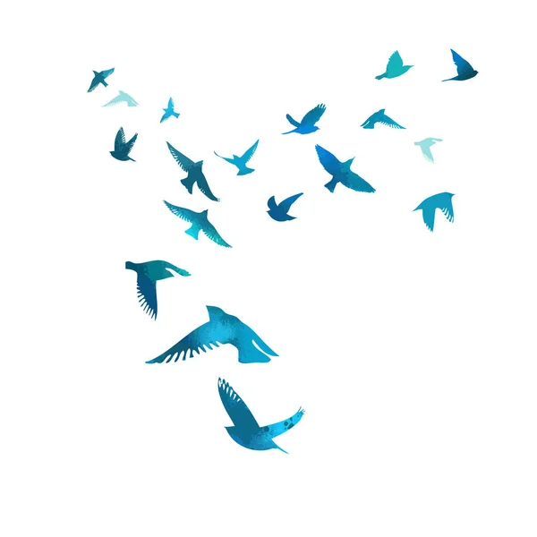 Стая голубых птиц. Векторная иллюстрация — стоковый вектор