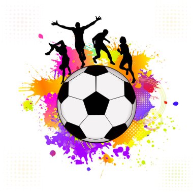 Soccer ball and athletes. Vector illustration clipart