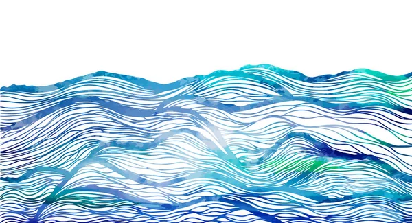 Θαλασσινά γραφικά κύματα. Εικονογράφηση διανύσματος φόντου — Διανυσματικό Αρχείο