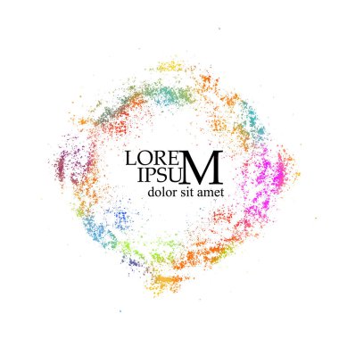 Boya lekelerinden dolayı çok renkli yuvarlak bir çerçeve. Blots 'ın geçmişi. Grunge Tasarım Elemanı. Fırça darbeleri. Vektör illüstrasyonu