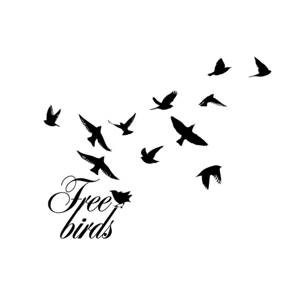 En flock flygande fåglar. Fria fåglar. Vektorillustration — Stock vektor