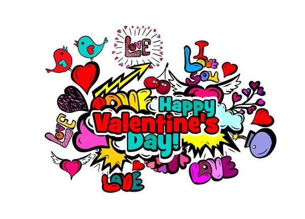 Happy Valentines Day. Graffiti elements. — Stock Vector