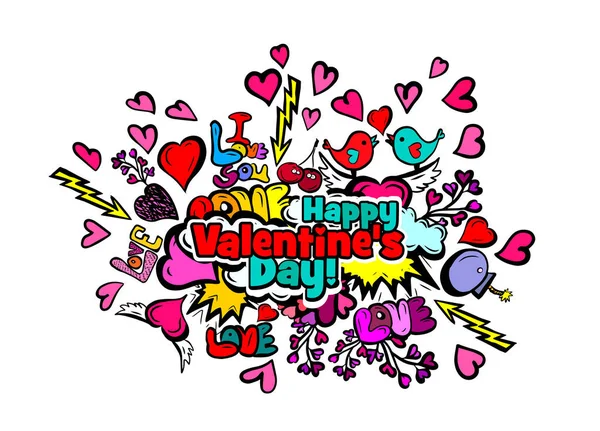 Happy Valentines Day. Graffiti elements. — Stock Vector