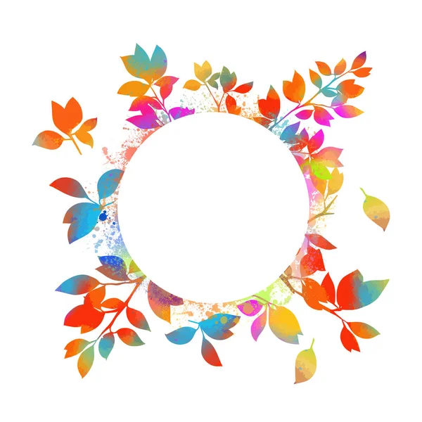 Achtergrond voor reclame, felicitaties, ansichtkaarten van kleurrijke bladeren. Rond frame. Herfst verkoop poster. Plaats voor je tekst. Vectorillustratie — Stockvector