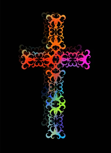 Різнокольоровий хрест з візерунками. Векторні ілюстрації — стоковий вектор