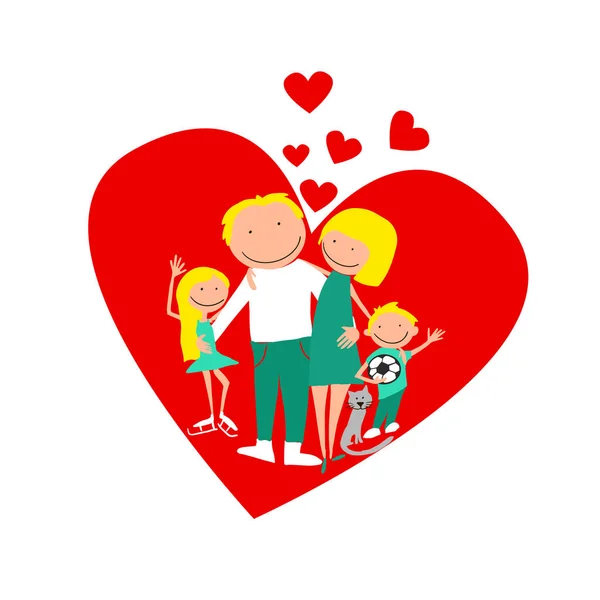 Abstract family icon. Together symbol. Happy Valentines Day. Vector logo — Stock Vector