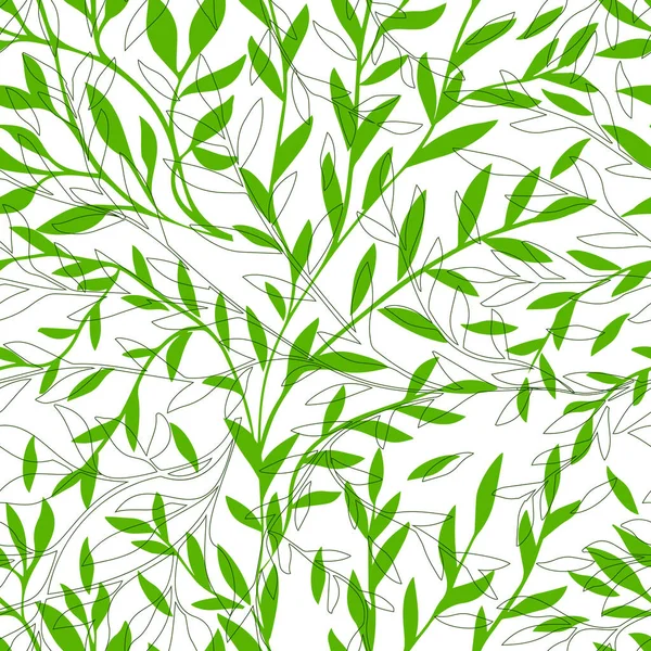 Blätter Hintergrundstruktur mit handgezeichneten, Flora-Vektor, natürlicher Hintergrund. — Stockvektor