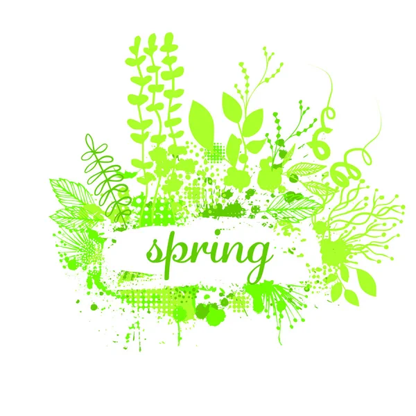 Abstract grass with text spring. Vector illustration — Stock Vector