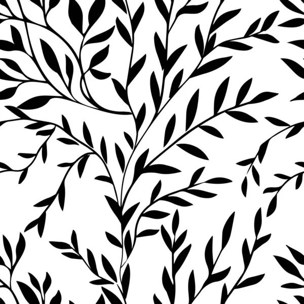 Schwarz einfarbige Blätter Hintergrundstruktur mit handgezeichneten, Flora-Vektor, natürlicher Hintergrund. — Stockvektor